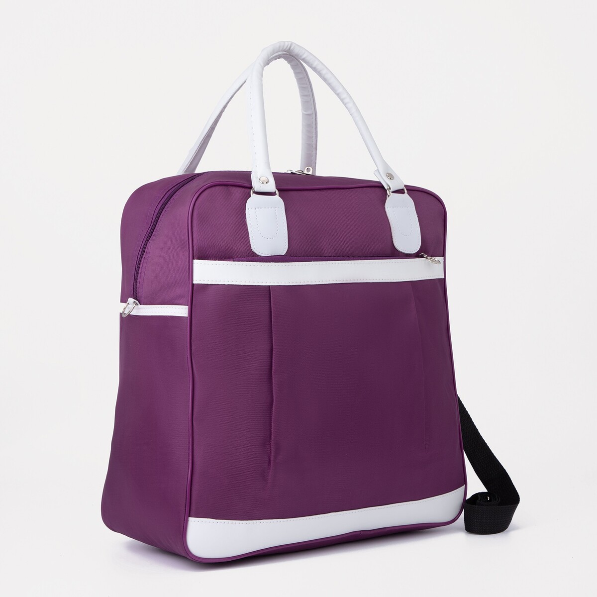 Сумка дорожная на молнии, наружный карман, держатель для чемодана, цвет фиолетовый/белый сумка для обуви на молнии наружный карман textura сиреневый фиолетовый
