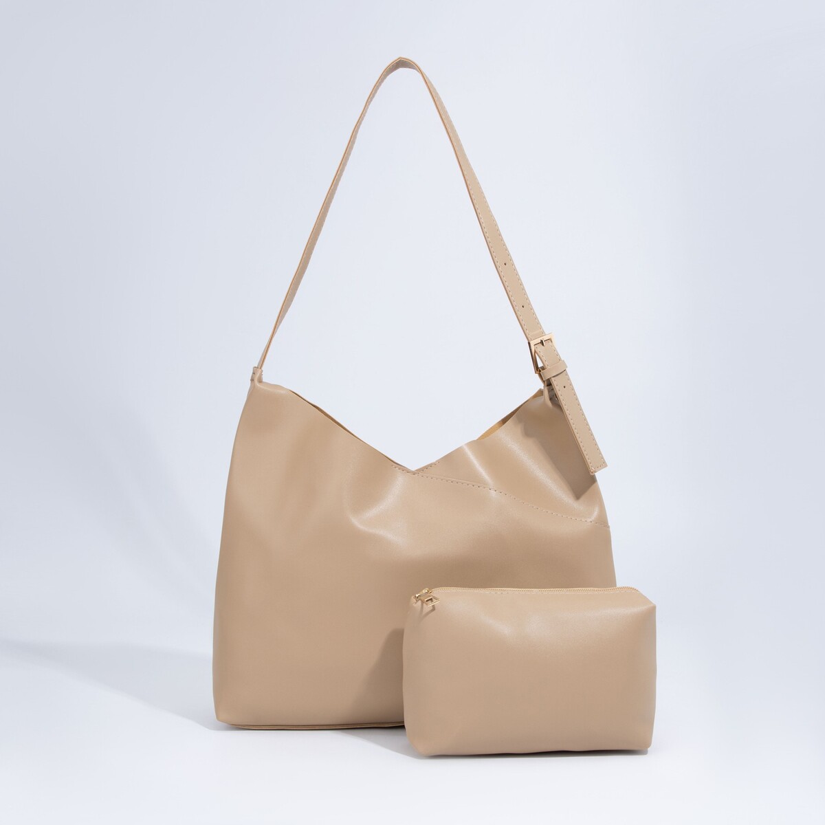 Сумка-мешок на магните, косметичка на молнии, цвет бежевый сумка женская textura мешок большой размер бежевый