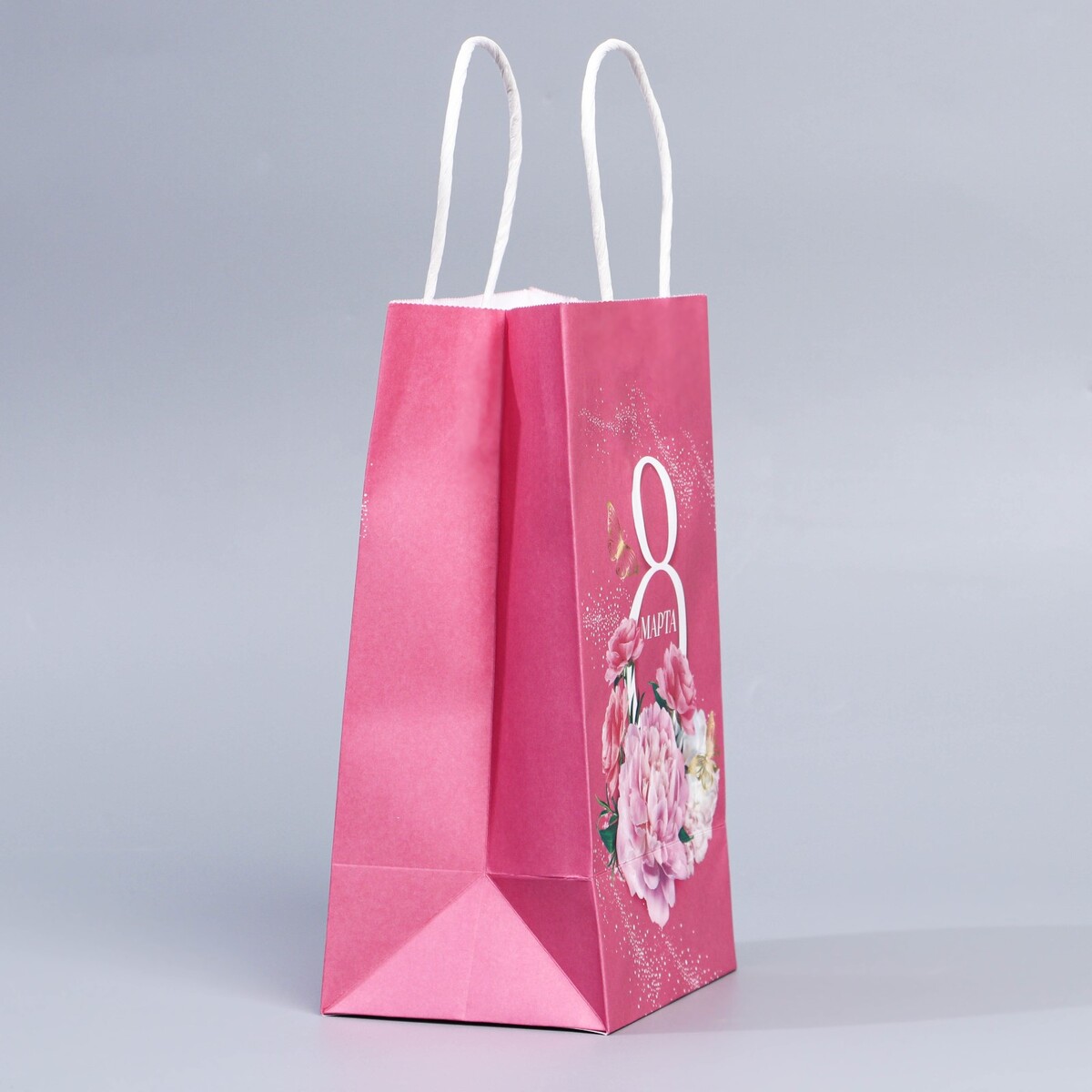 

Пакет подарочный крафтовый, упаковка,, Розовый