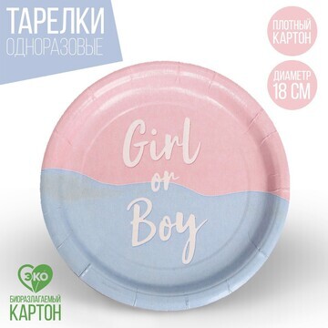 Тарелка одноразовая бумажная girl or boy