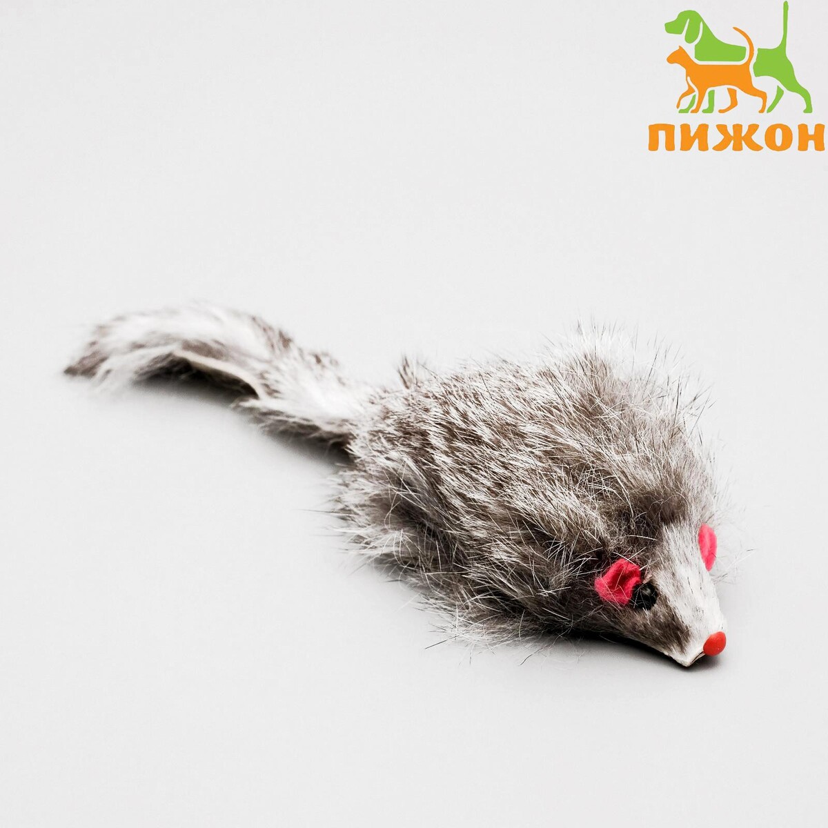 Мышь из натурального меха, 7,5 см, темно-серая мышь из натурального меха до 11 см с хвостом фиолетовая