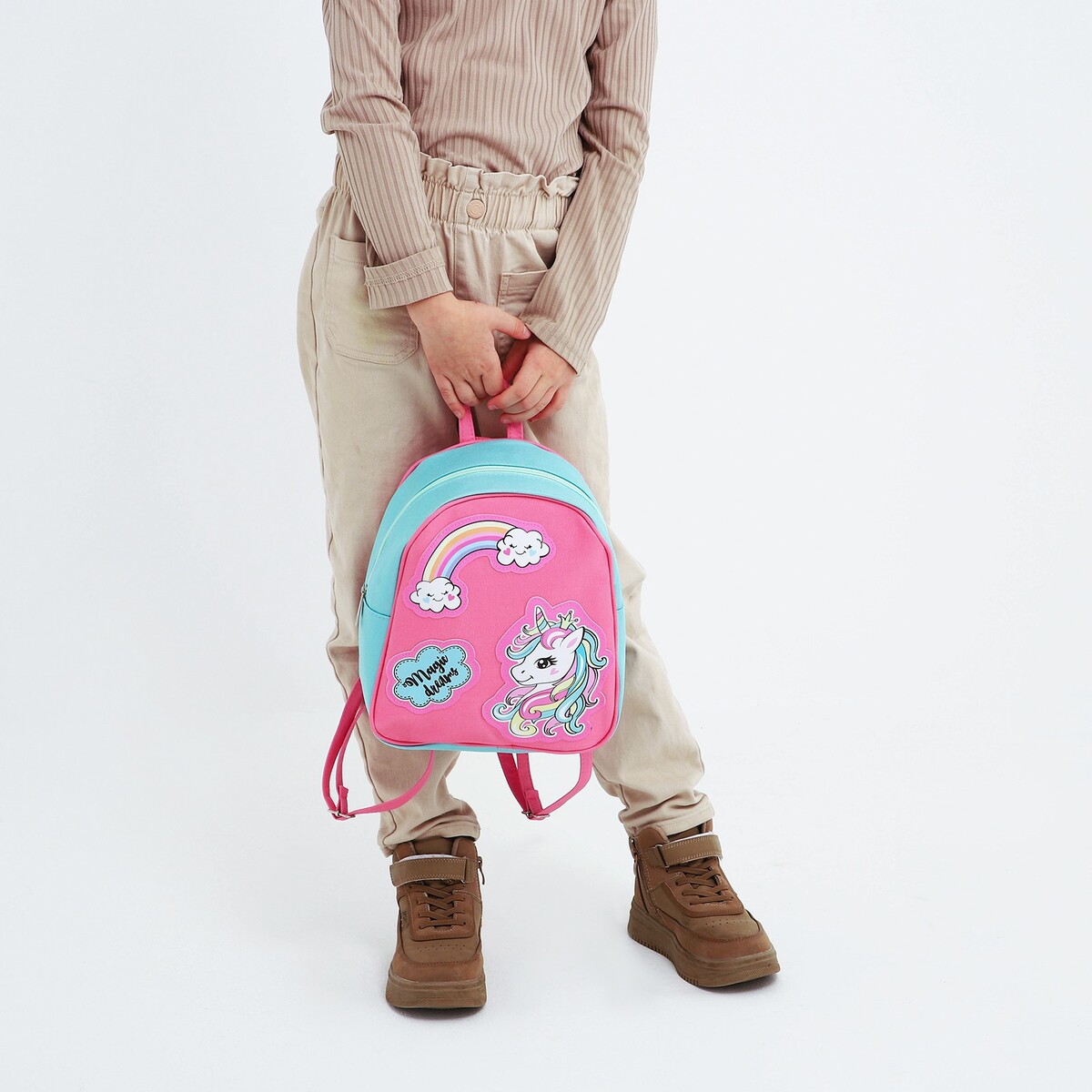 фото Рюкзак молодежный на молнии, цвет мятный/розовый nazamok kids