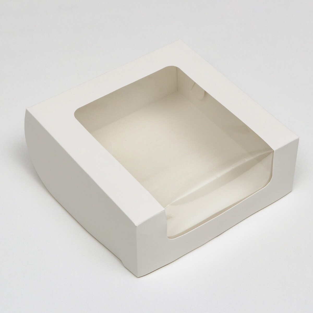 Кондитерская упаковка с окном, белая, 18 х 18 х 7 см коробка для десерта белая 10 х 10 х 6 5 см