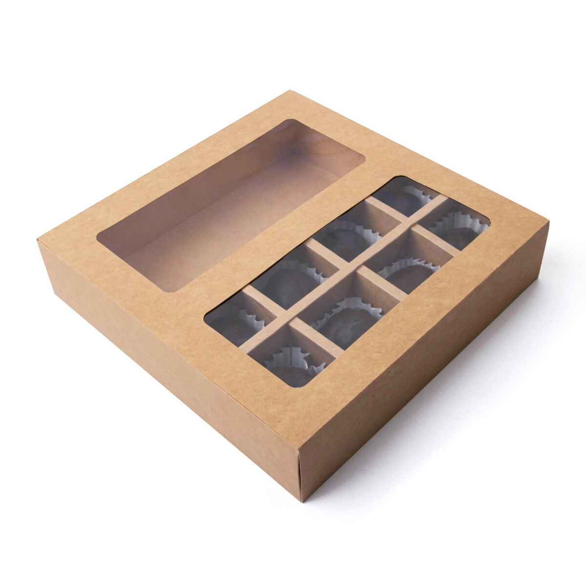 Коробка складная под 8 конфет + шоколад, крафт, 17,7 х 17,8 х 3,8 см коробка складная под 9 конфет крафт 13 8 х 13 8 х 3 8 см
