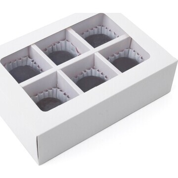 Коробка складная под 6 конфет, белая, 13