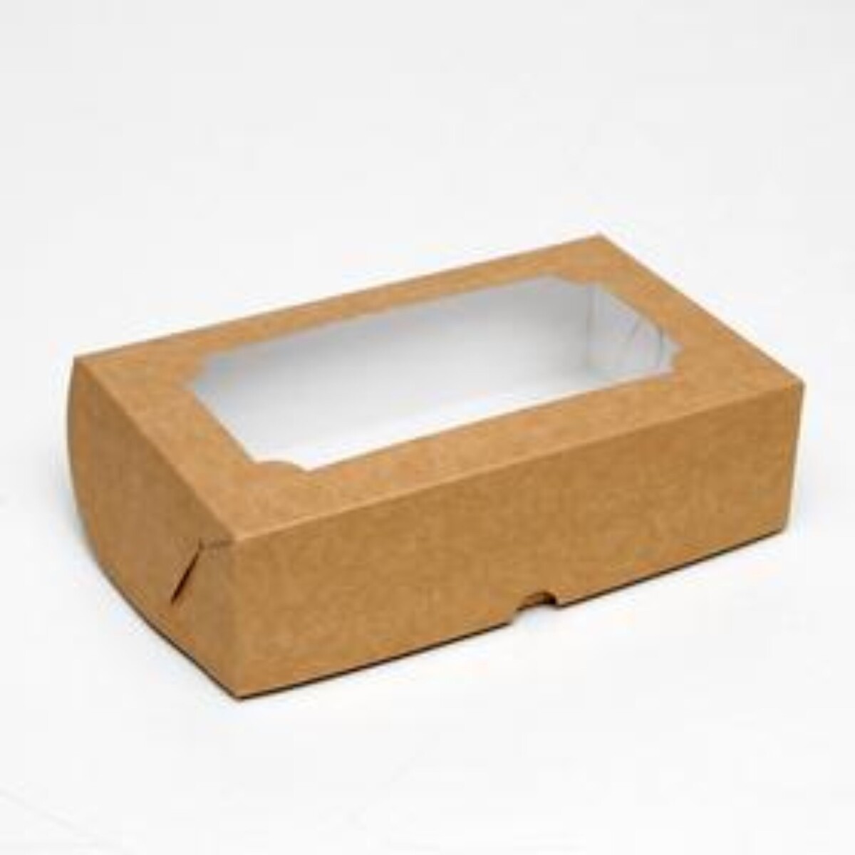 Коробка складная с окном под зефир, крафт, 25 х 15 х 7 см зефир с начинкой футбольный мяч 10 г