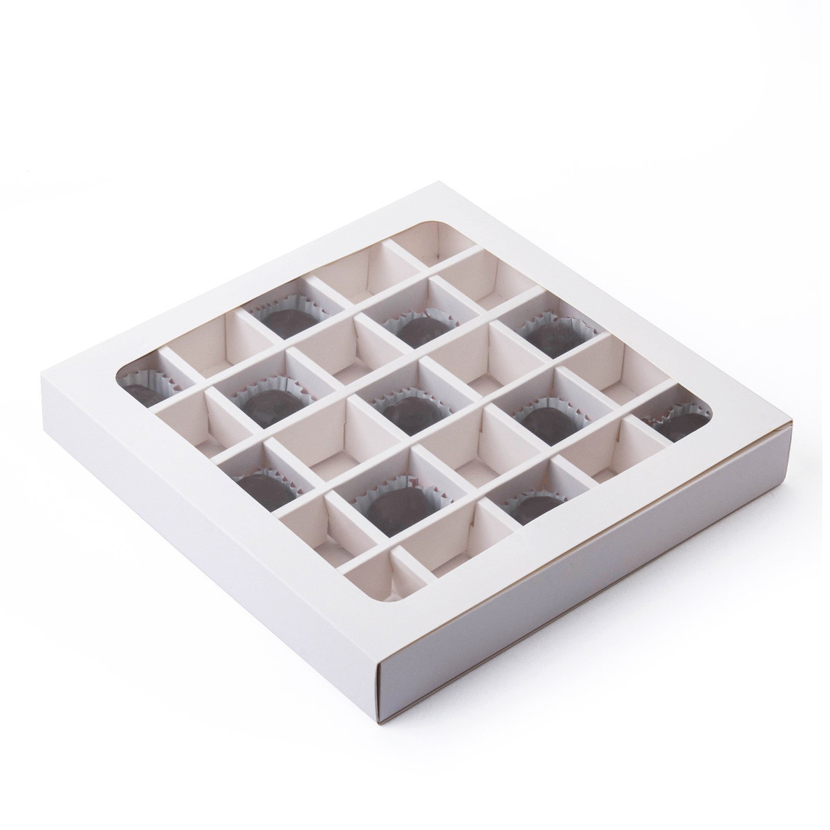 

Коробка для 25 конфет, белая, 22×22×3.5 см, Белый