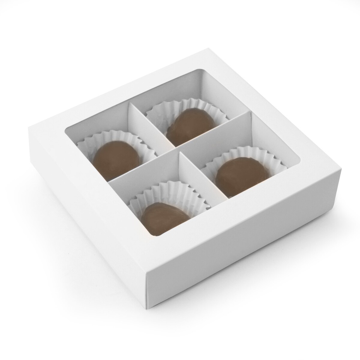 Коробка складная под 4 конфеты, белая, 12.6 х 12.6 х 3.5 см