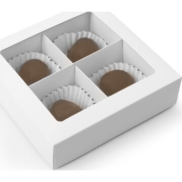 Коробка складная под 4 конфеты, белая, 1