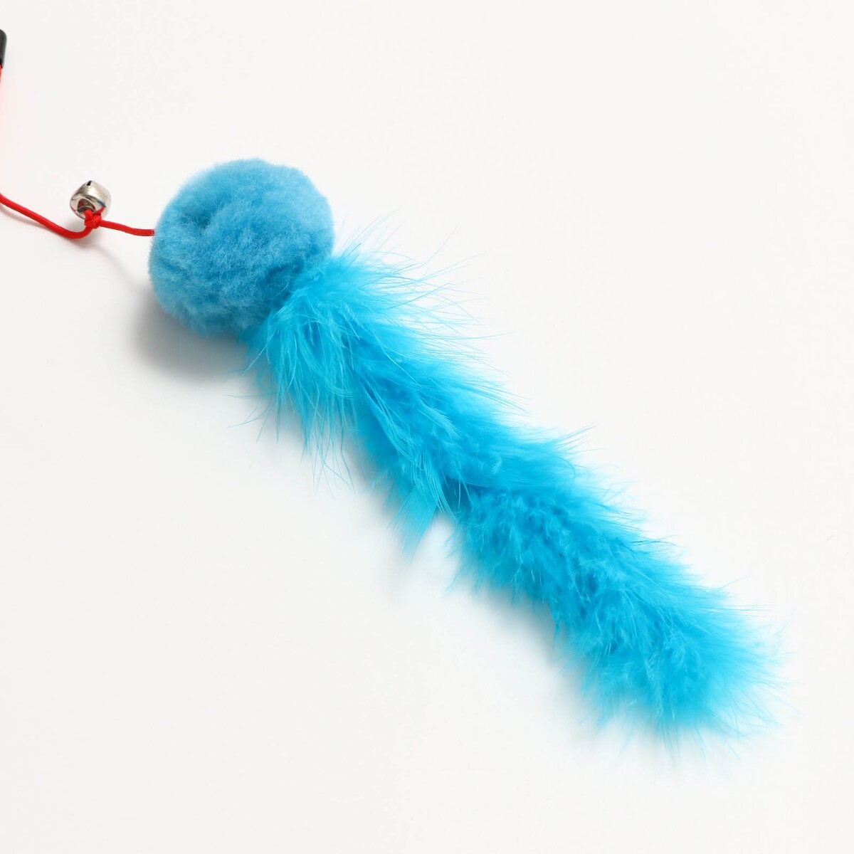 фото Дразнилка-удочка с мягким шариком и меховым хвостом, голубая пижон