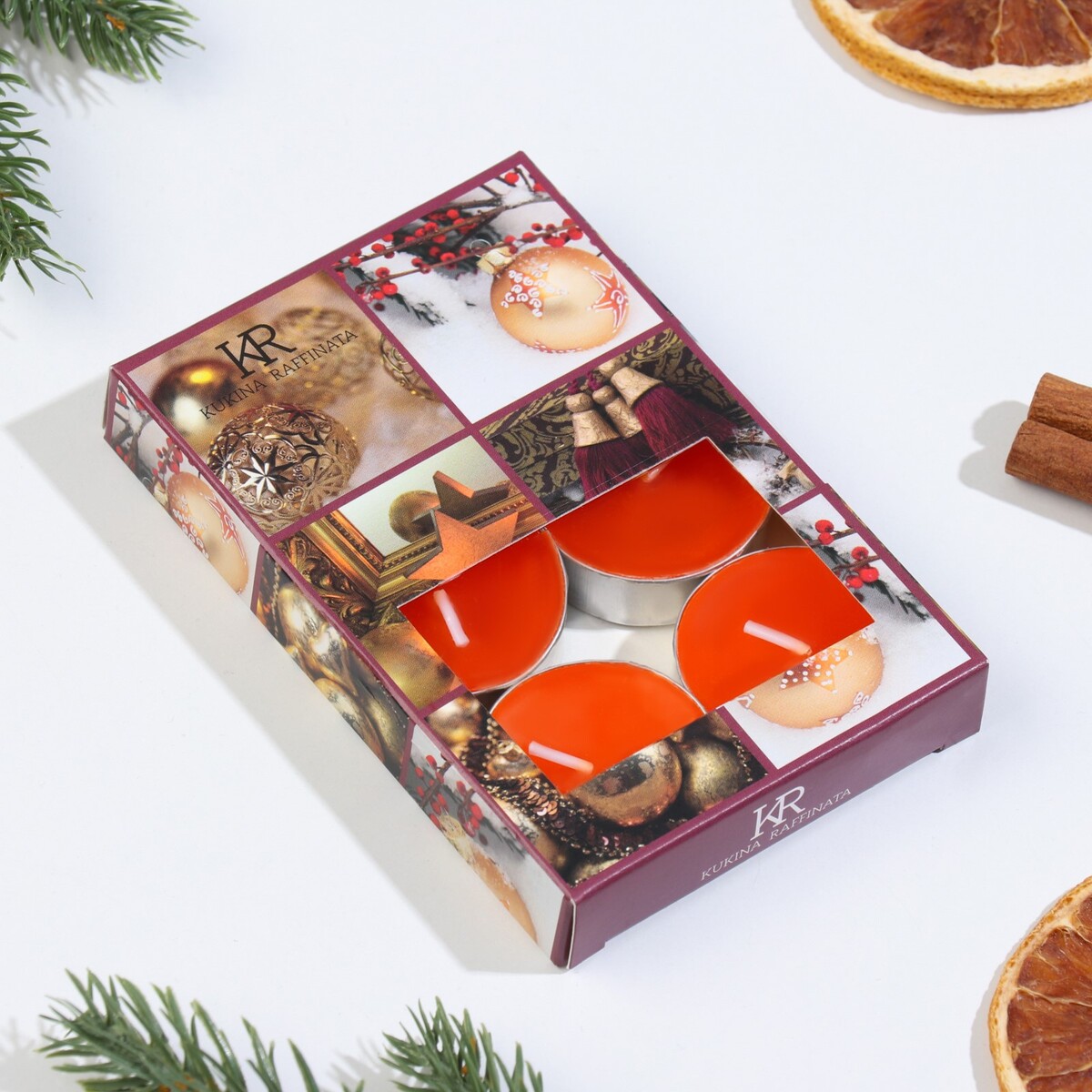 фото Набор чайных свечей ароматических, 6 шт, мандарин no brand