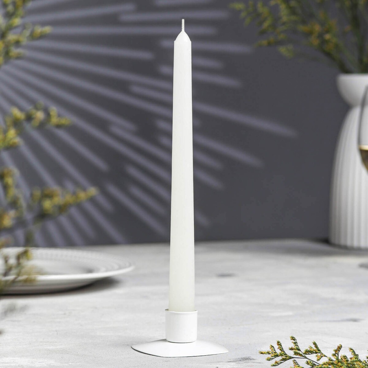 Свеча античная, 2,2х 25 см, лакированная белая свеча античная
