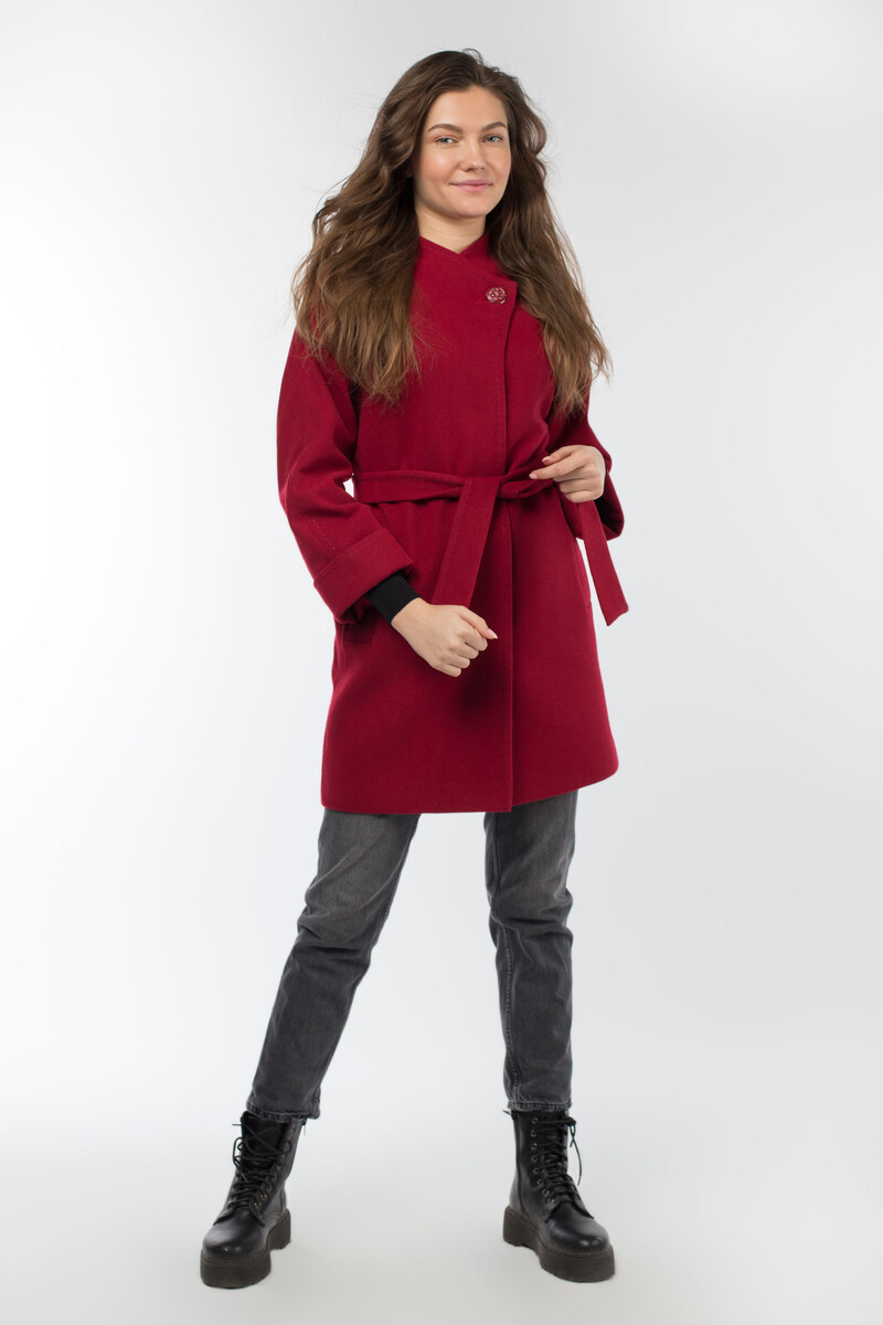 Пальто женское демисезонное(пояс) красное демисезонное пальто gulliver 104