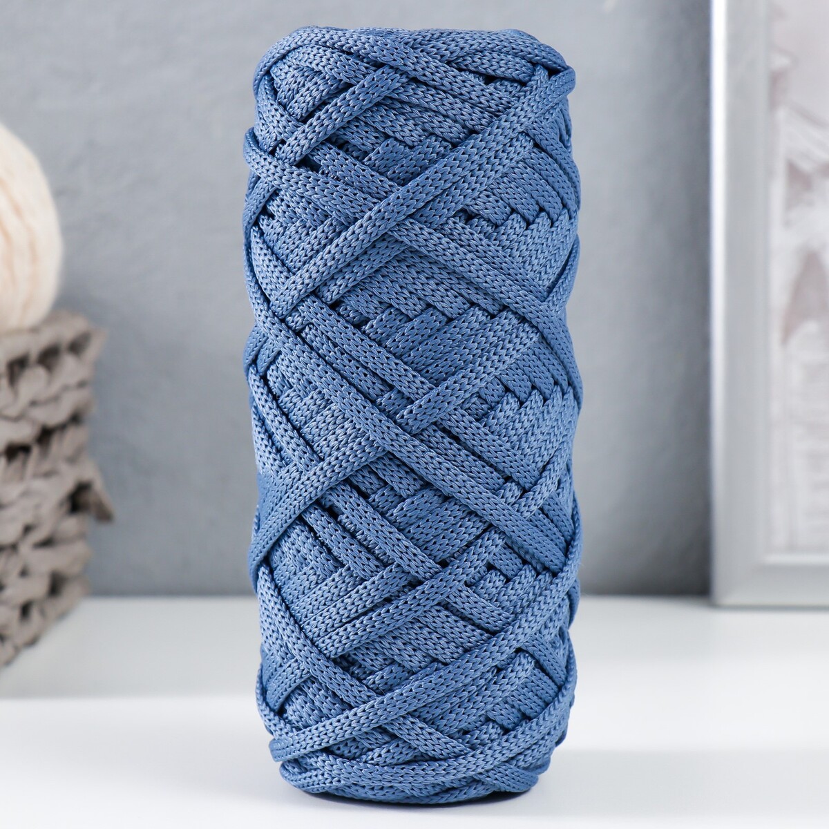 Шнур для вязания 100% полиэфир, ширина 4 мм 50м (джинс) заплатки для одежды 15 5 × 9 5 см термоклеевые пара синий джинс