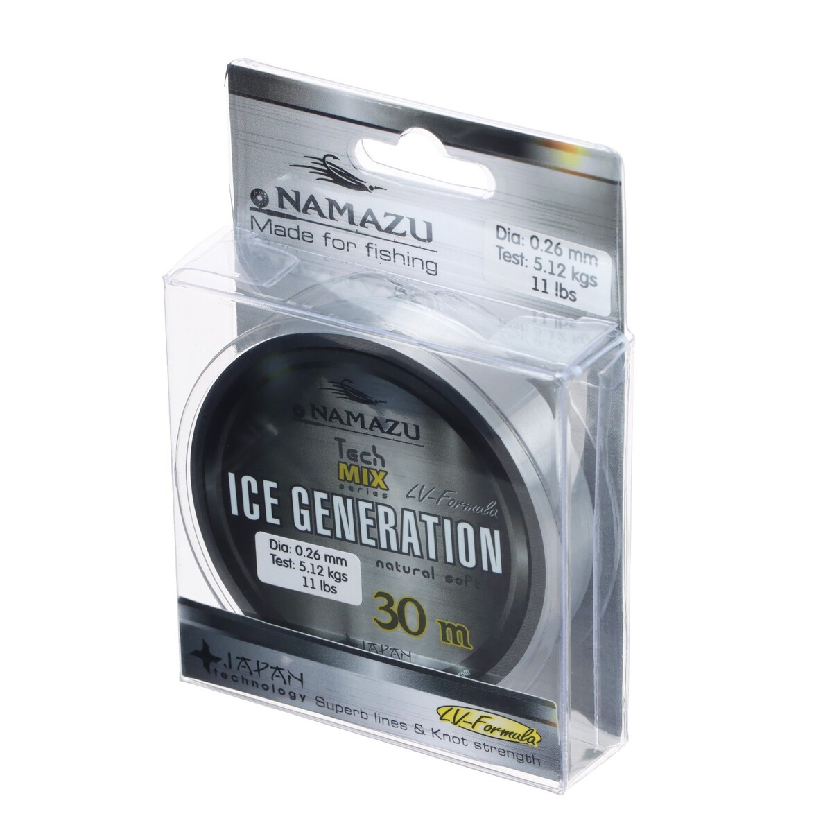 Леска namazu ice generation, l-30 м, d-0.26 мм, test-5.12 кг, прозрачная, Прозрачный