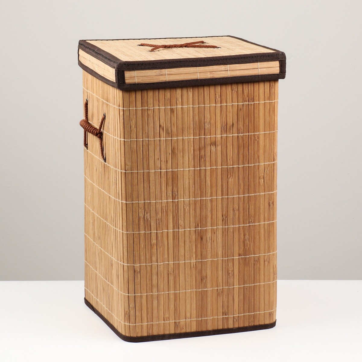Корзина для хранения,квадрат, с ручками, складная, 30×30×50 см, бамбук корзина плетеная d21 х 10 34 см желтый бамбук