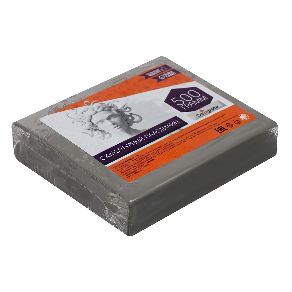 

Пластилин скульптурный 500 г calligrata твердый, серый