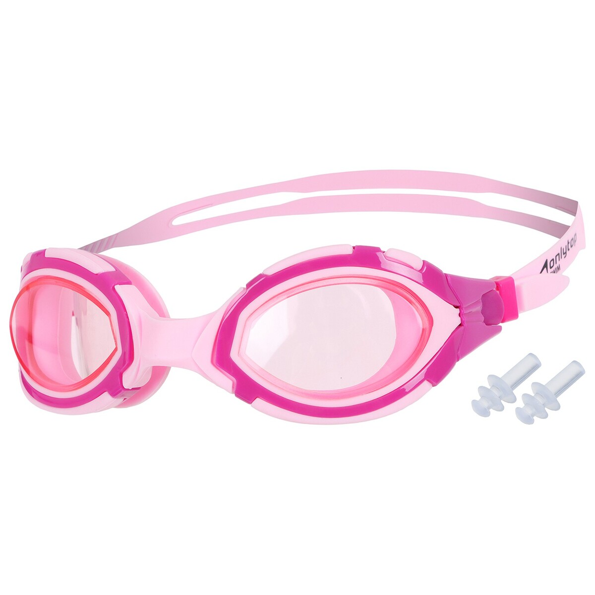 Очки для плавания onlytop, беруши, uv защита, цвет розовый комплект для плавания беруши и зажим для носа sportex c33555 3 неоновые