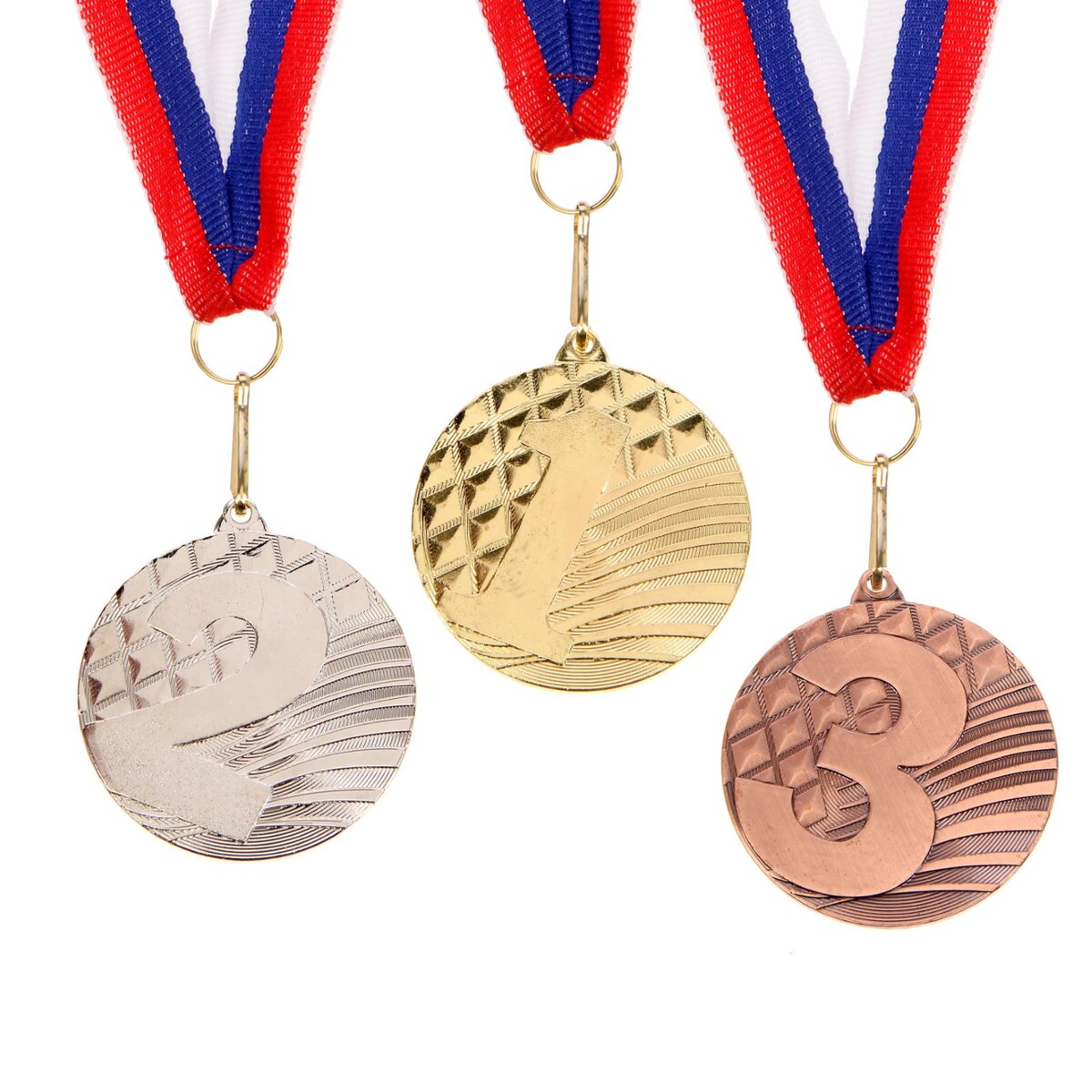 Медаль призовая 048 диам 5 см. 1 место. цвет зол. с лентой 3 ряд 17 место