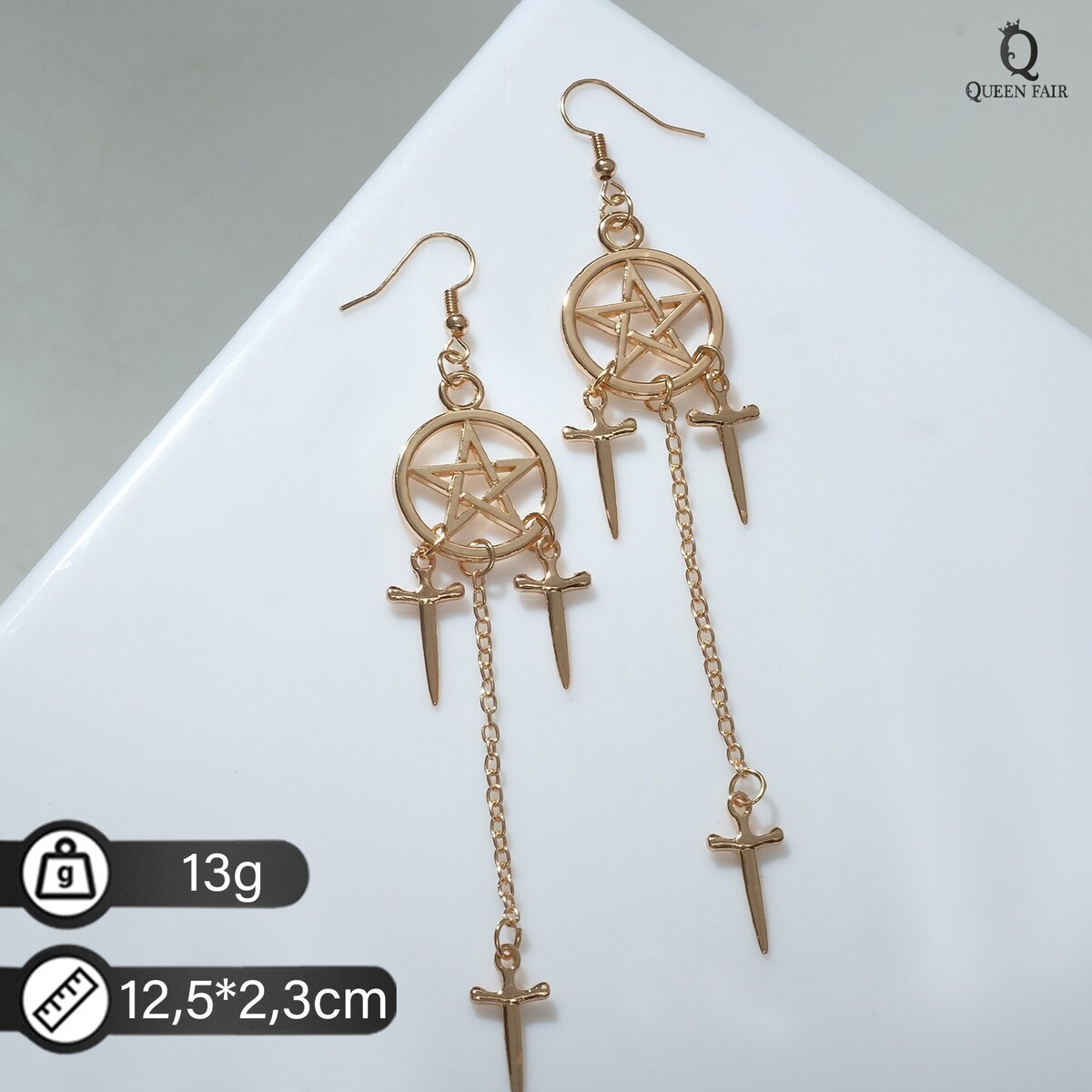 

Серьги висячие, Золотистый