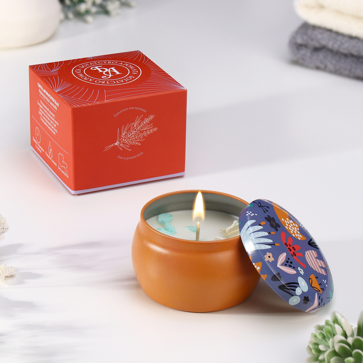 

Ароматическая свеча в банке, Разноцветный