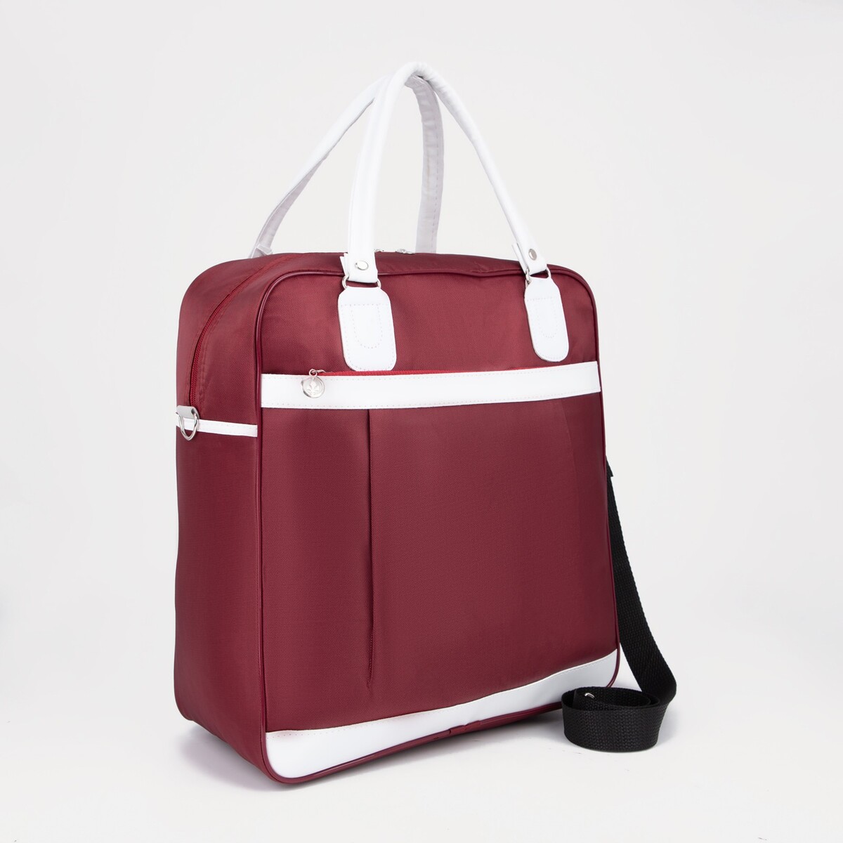 Сумка дорожная на молнии, наружный карман, держатель для чемодана, цвет бордовый/белый elodie держатель для сумки