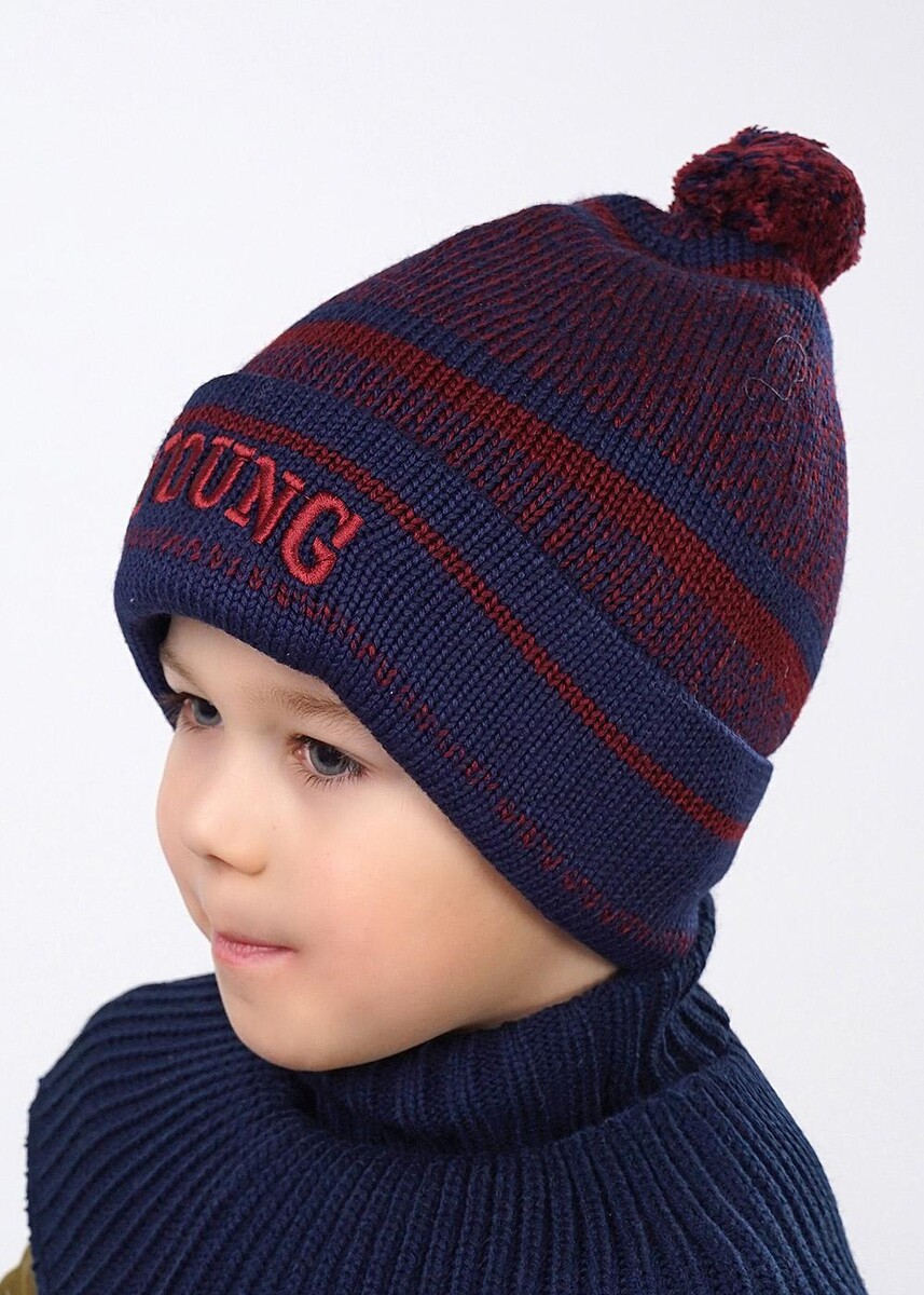 Шапка linas baby шапка вязаная теплая с помпоном шерсть демисезонная для мальчика b73 2h