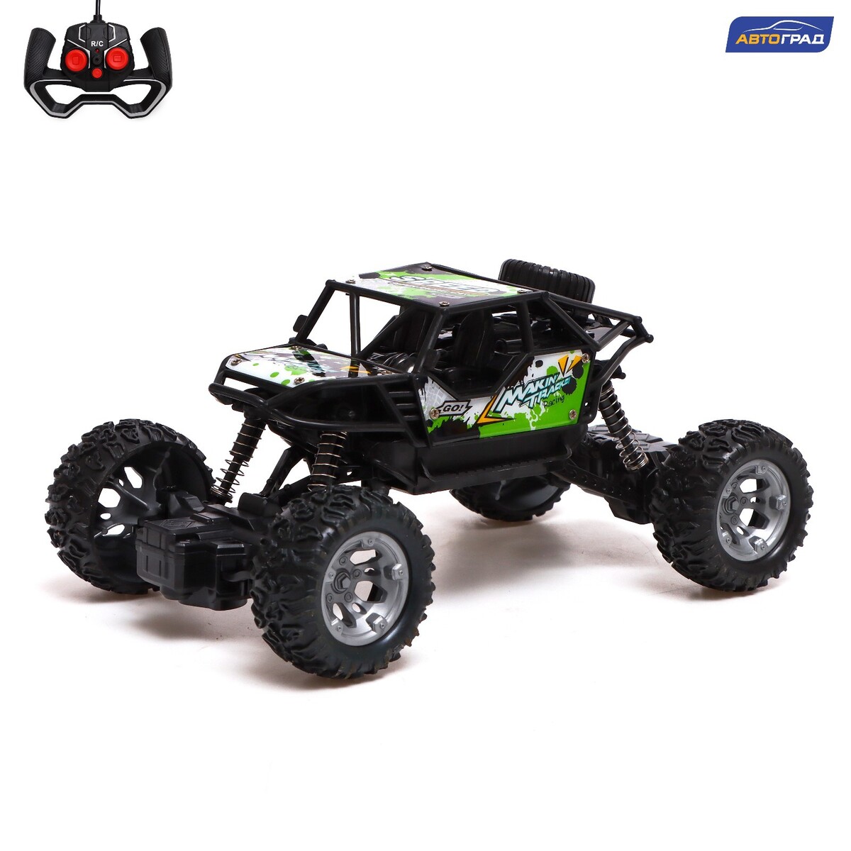 

Джип радиоуправляемый monster truck, 1:18, работает от аккумулятора, цвет зеленый