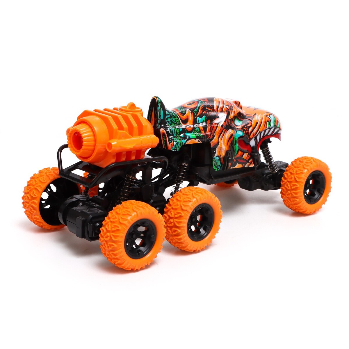 фото Джип радиоуправляемый monster, 1:16, эффект дыма, световые эффекты, работает от аккумулятора, цвет оранжевый автоград