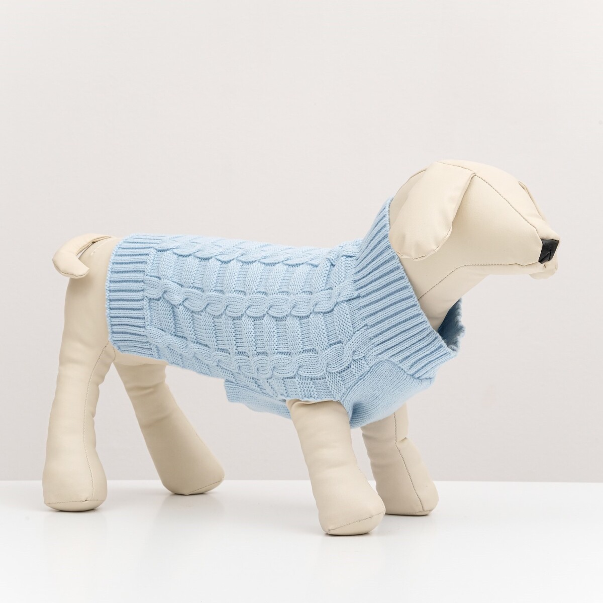 

Свитер с ажурной вязкой, 2xl (дс 41, ош 41, ог 36-60 см), голубой