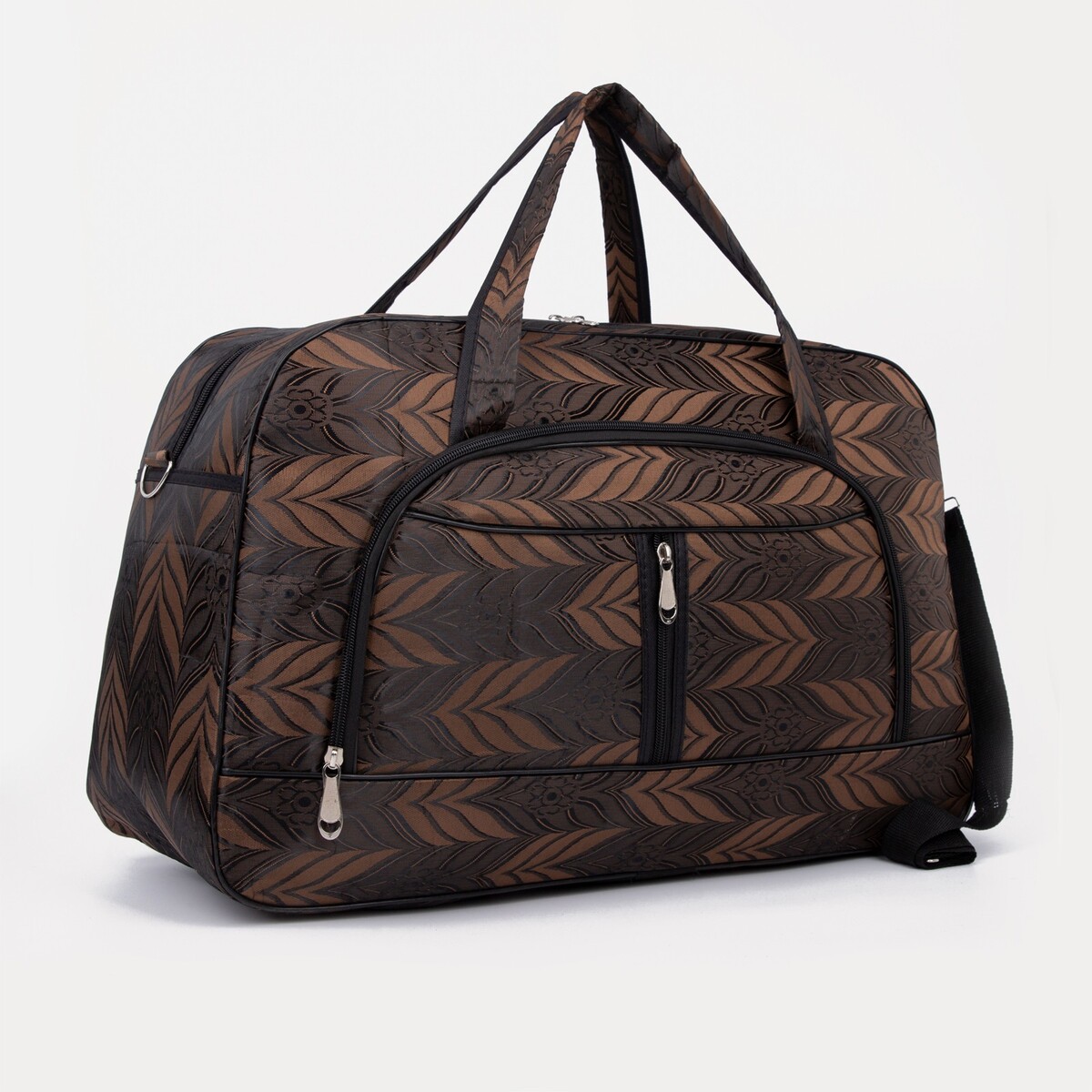 

Сумка дорожная на молнии, наружный карман, длинный ремень, цвет коричневый