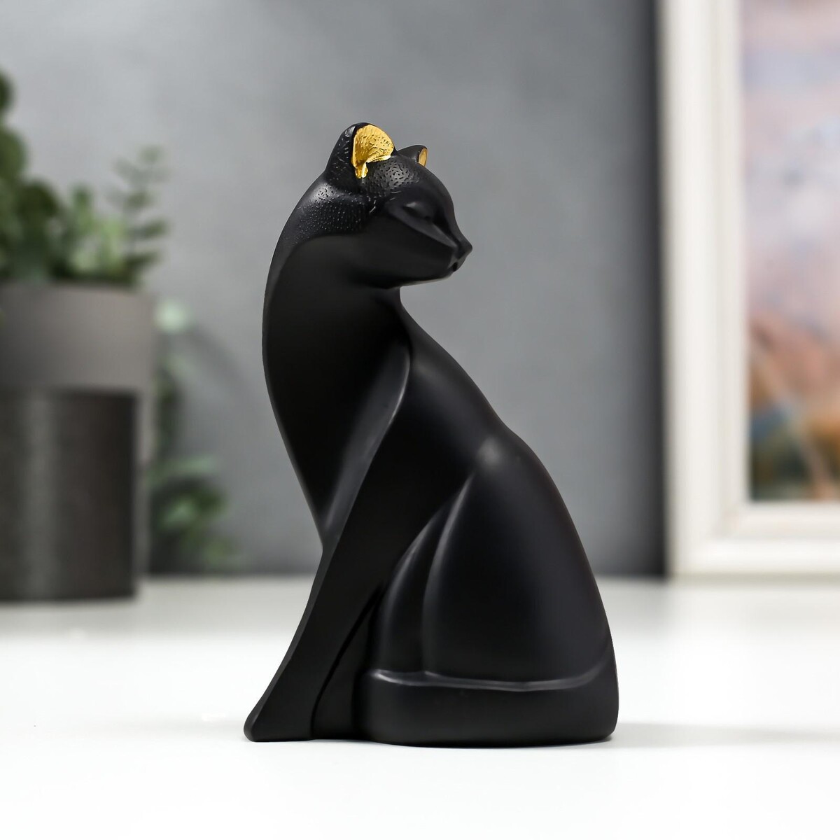 Сувенир полистоун сувенир дерево кошка под кольца черная с колпаком 13х4х32 см