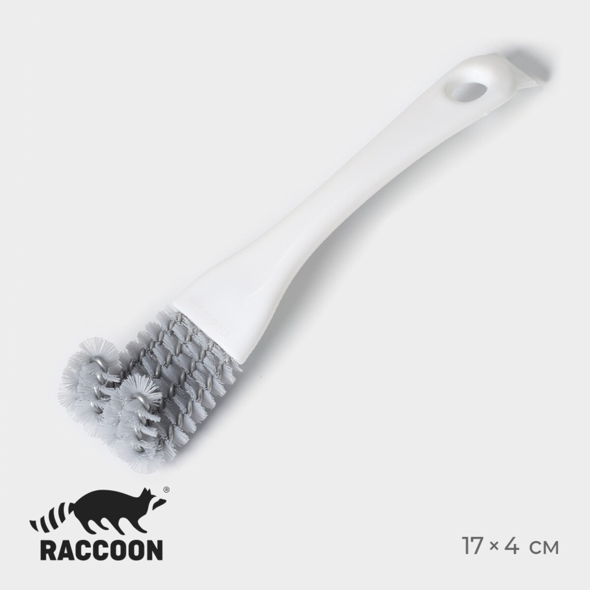 Щетка для чистки посуды и решеток-гриль raccoon, 17×4 см, цвет белый щетка натуральная мягкая с гребнем canpol арт 2 424 0м белый