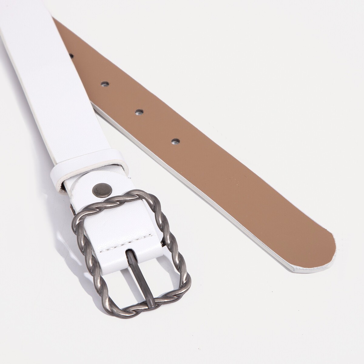 фото Ремень женский, ширина 3 см, винт, пряжка метал, цвет белый no brand