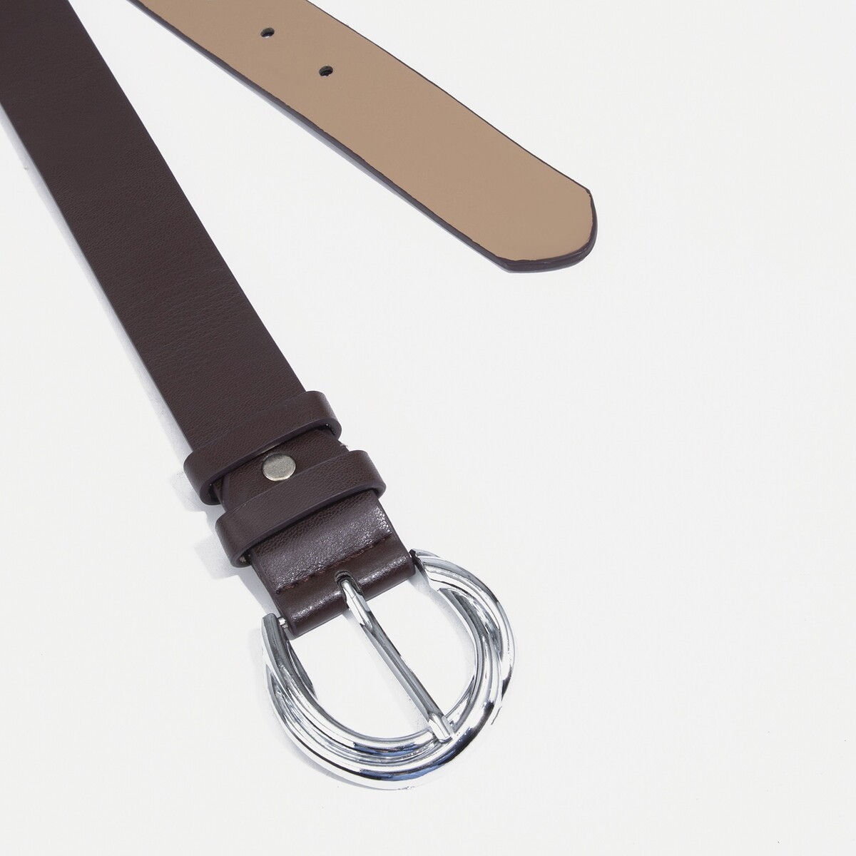 фото Ремень женский, ширина 3,5 см, винт, пряжка метал, цвет коричневый no brand