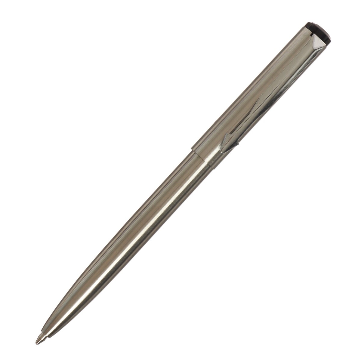 Ручка подарочная шариковая в кожзам футляре, автоматическая, корпус серебристый