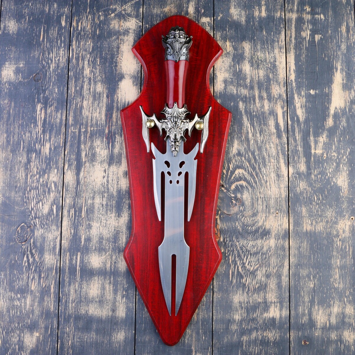Сувенирный меч на планшете, клинок 27 см, рукоять с головой старца житие оптинского старца амвросия