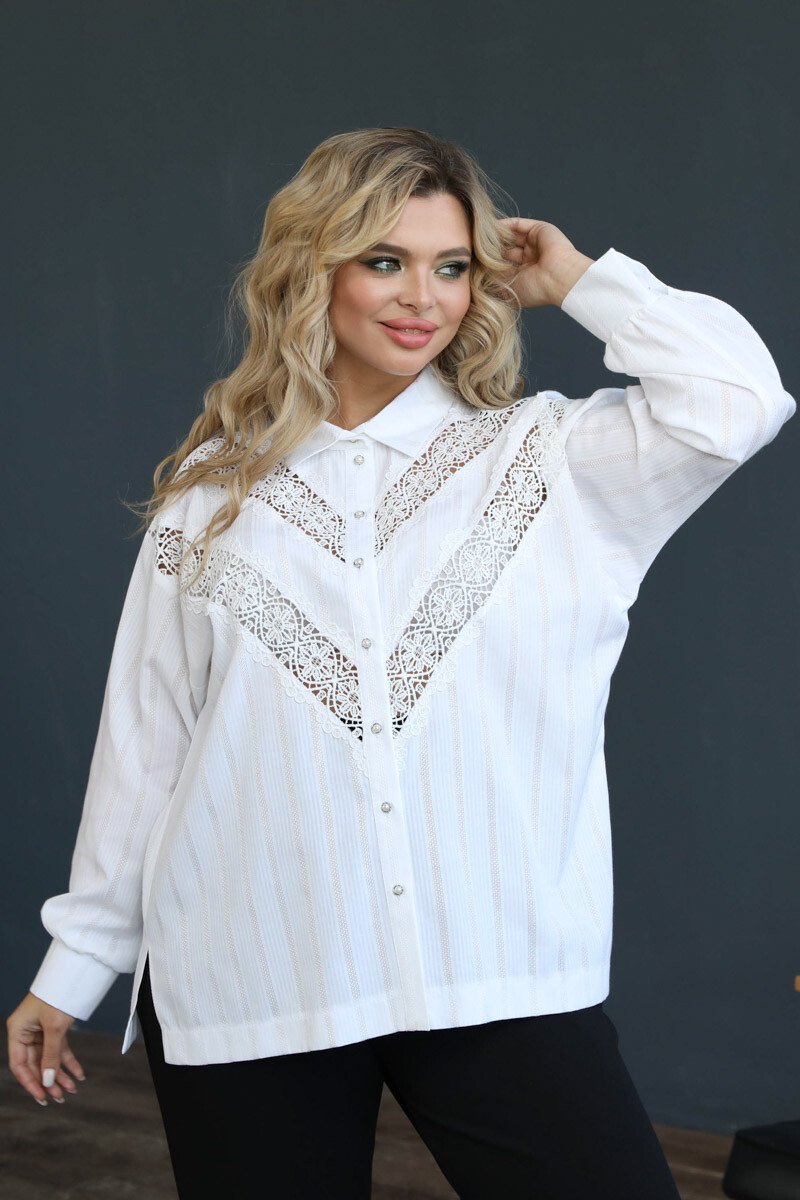 Блуза хлопковая удлиненная с кружевом, арт. 62264
