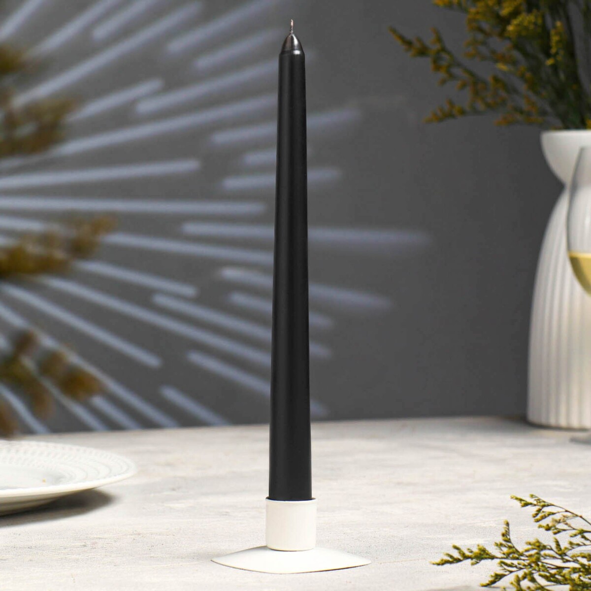 Свеча античная, 2,3х 25 см, лакированная , черный металлик свеча античная 2 3х 25 см лакированная металлик