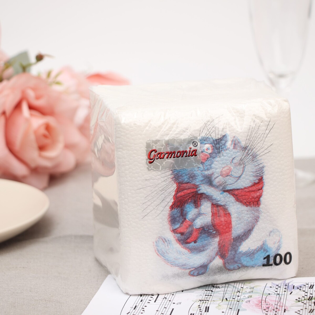 

Салфетка бумажные гармония цвета многоцветие влюбленные коты, 100 листов, Разноцветный