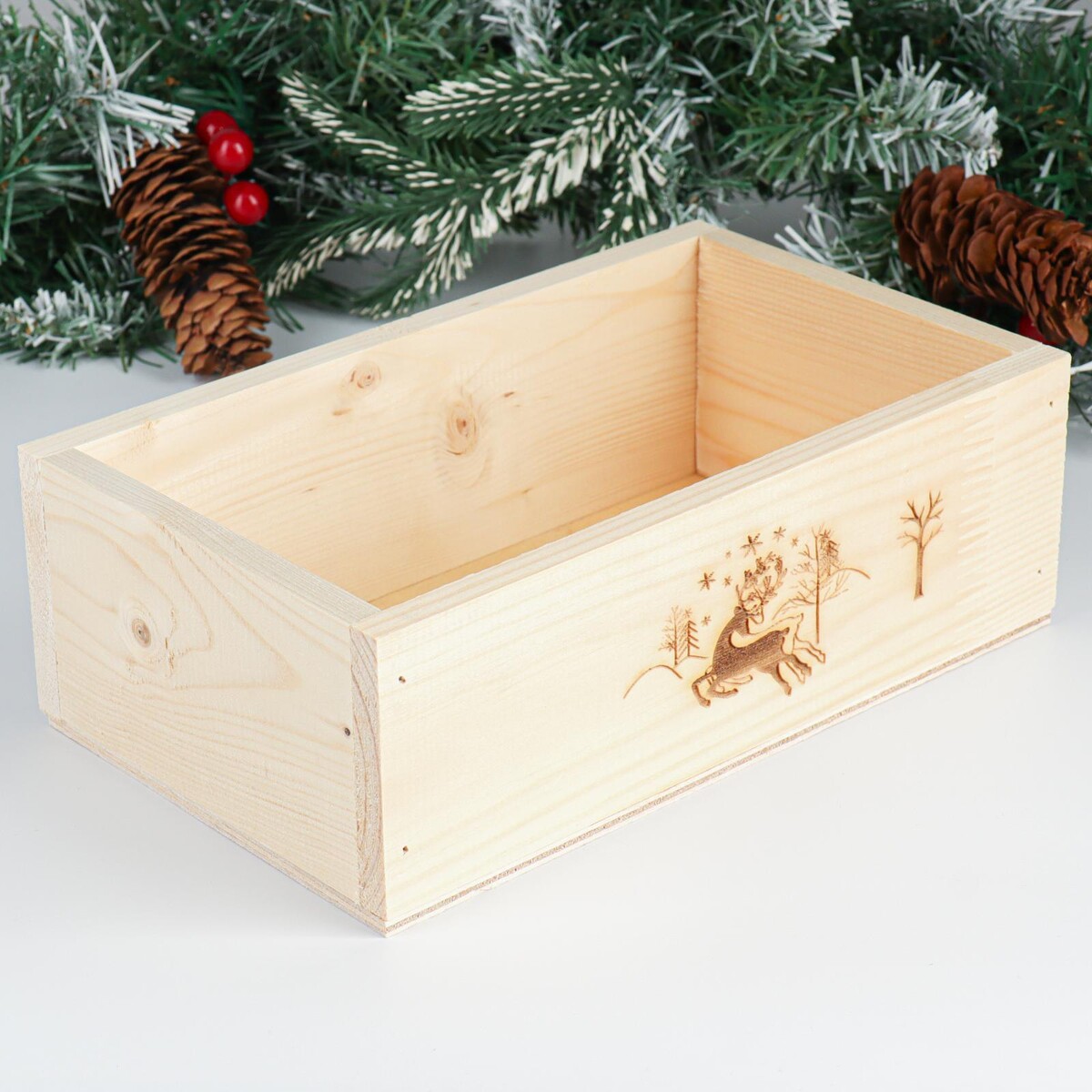 

Кашпо деревянное 24.5×14×8 см, Бежевый