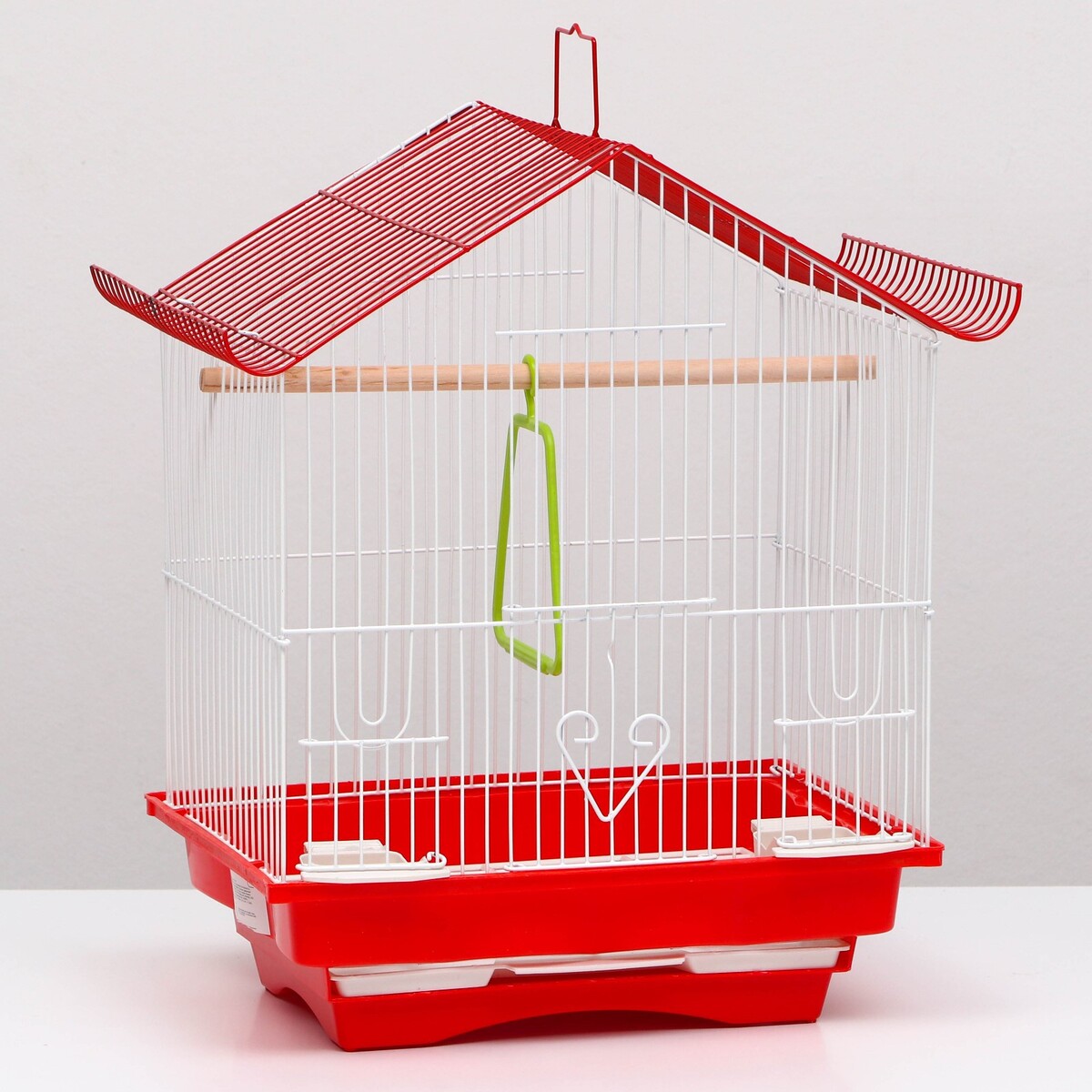 Клетка для птиц укомплектованная, с кормушками, 30 х 23 х 39 см, красная Пижон