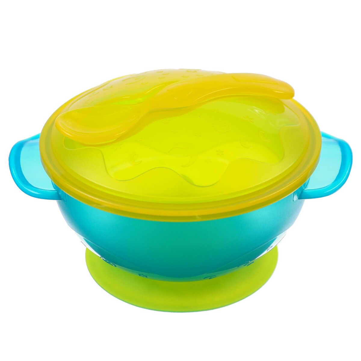 Набор для кормления: миска на присоске с крышкой, ложка, цвет бирюзовый набор для кормления нагрудник тарелка на присоске ложка m