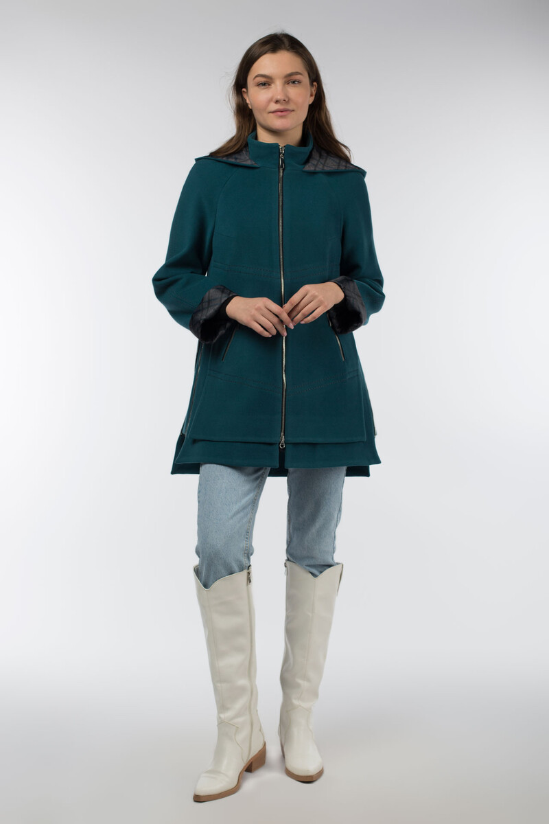Пальто женское демисезонное EL PODIO, размер 42, цвет зеленый 01615517 однобортное - фото 2