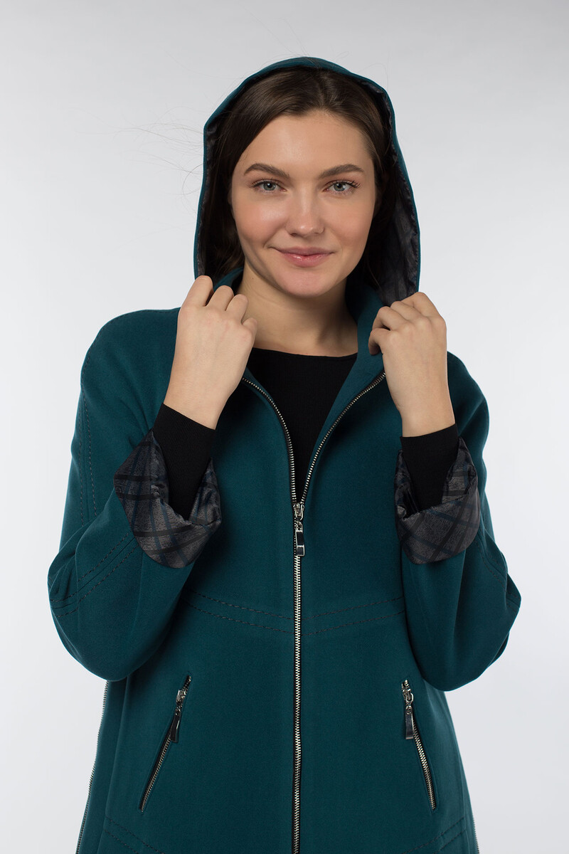 Пальто женское демисезонное EL PODIO, размер 42, цвет зеленый 01615517 однобортное - фото 5