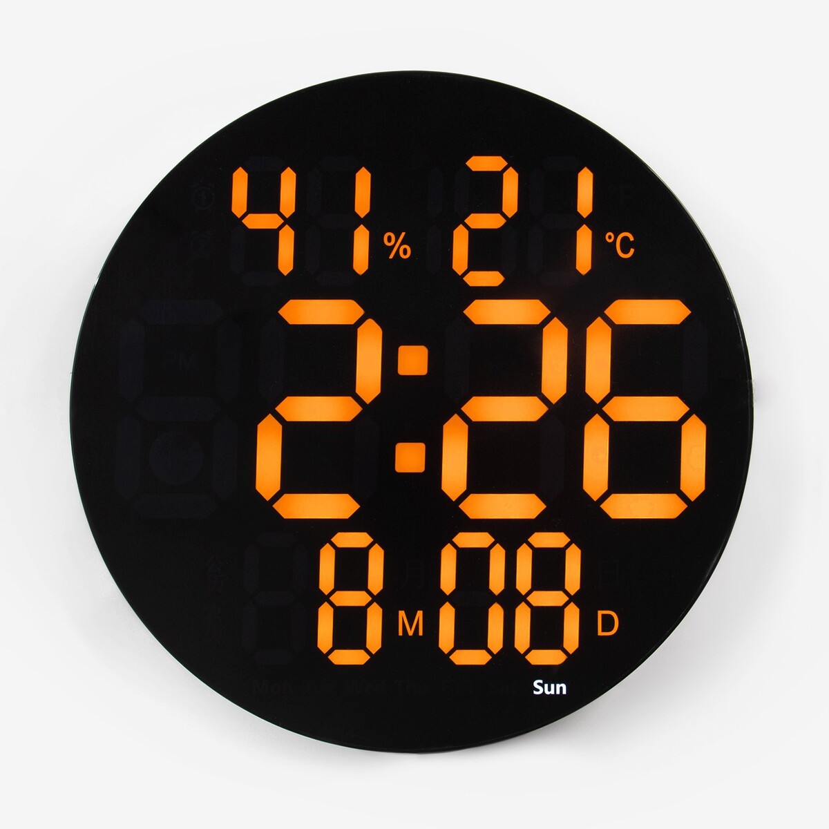 Часы электронные настенные, будильник, календарь, термометр, гигрометр, 1 ааа, d-25 см часы настольные электронные с проекцией будильник термометр календарь 19 6 х 6 5 см
