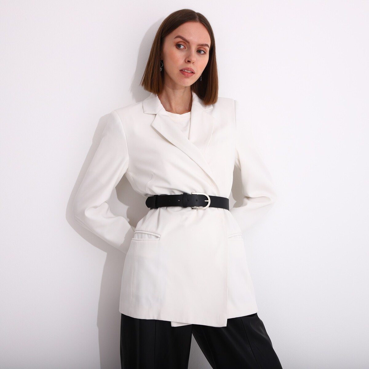 фото Ремень женский, ширина 3,5 см, винт, пряжка металл, цвет черный no brand