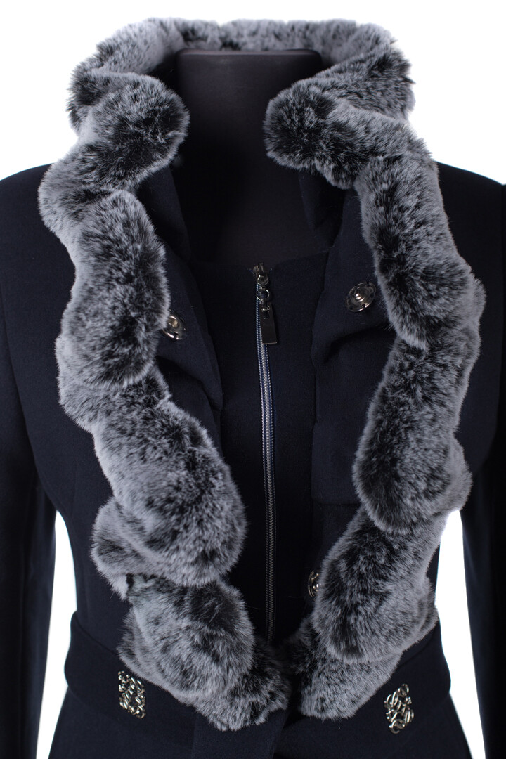 Пальто женское утепленное (пояс) EL PODIO, размер 40, цвет темно-синий 01649448 однобортное - фото 5