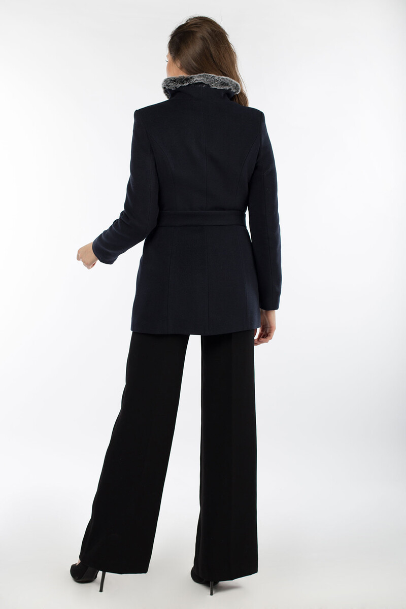 Пальто женское утепленное (пояс) EL PODIO, размер 40, цвет темно-синий 01649448 однобортное - фото 2