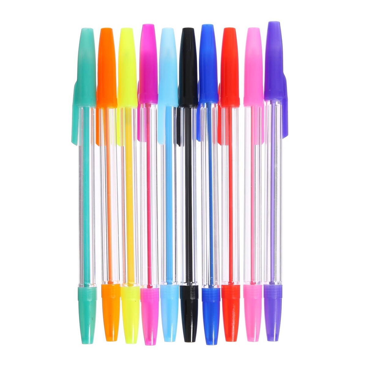 Набор ручек шариковых, 10 цветов, корпус прозрачный, с цветными колпачками внешний корпус для hdd 3 5 orico 3139c3 прозрачный